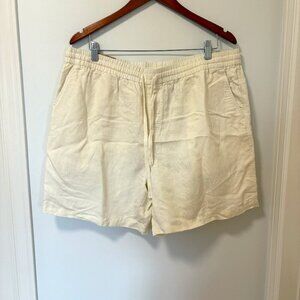 Panama Jack Men's Flat Front Linen Shorts in Cream Size XL NEW Bohemian Summer